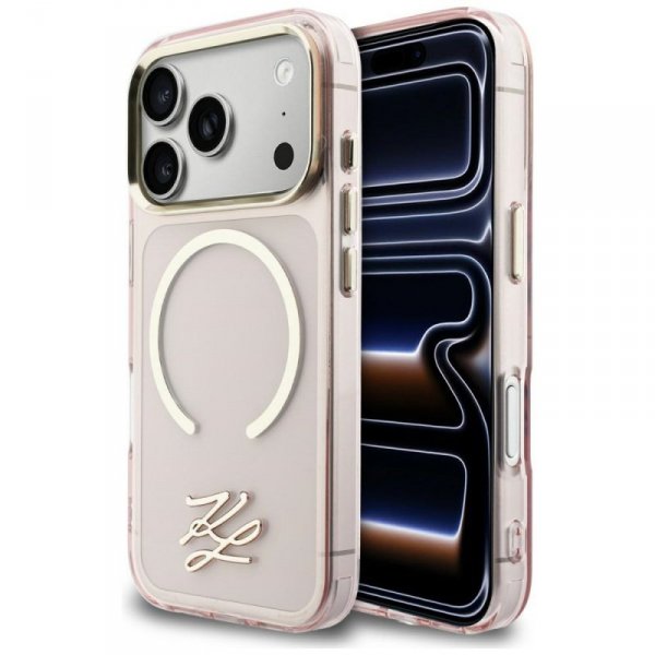 Etui Karl Lagerfeld IML KL Script Logo   MagSafe do iPhone 17 Pro różowy
