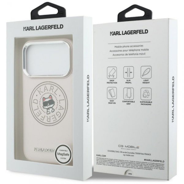 Etui Karl Lagerfeld Point & Choupette    Sketch MagSafe do iPhone 17 Pro różowy