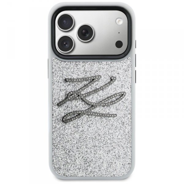 Etui Karl Lagerfeld IML Glitter KL       Diamond Logo do iPhone 17 Pro Max srebrny