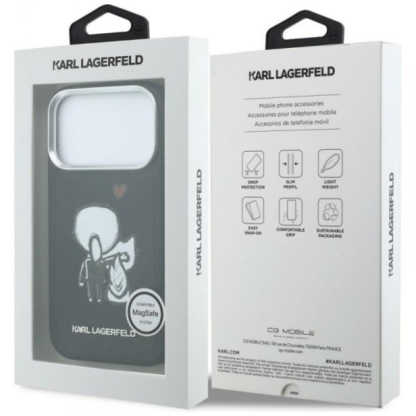 Etui Karl Lagerfeld Karl & Choupette     Back Logo MagSafe do iPhone 17 Pro czarny