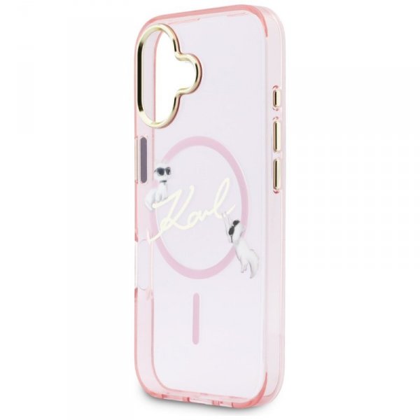 Etui Karl Lagerfeld IML Choupettes Karl  Script Logo MagSafe do iPhone 17 różowy