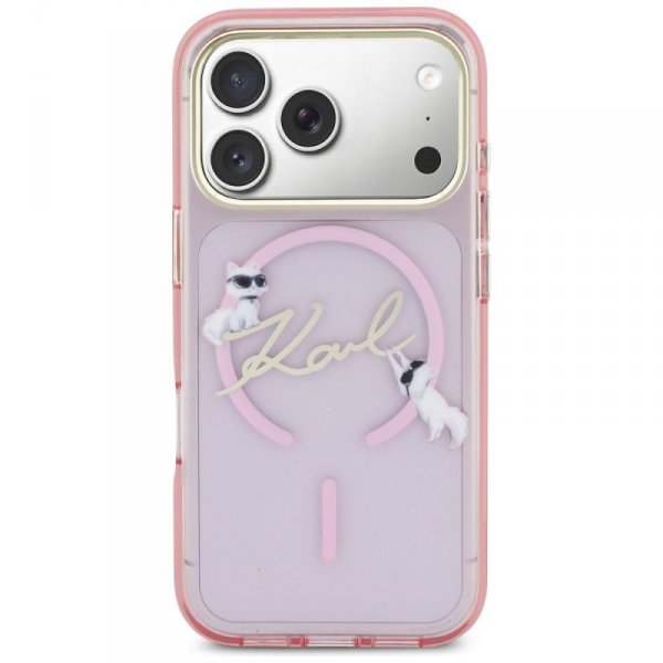 Etui Karl Lagerfeld IML Choupettes Karl  Script Logo MagSafe do iPhone 17 Pro Max różowy