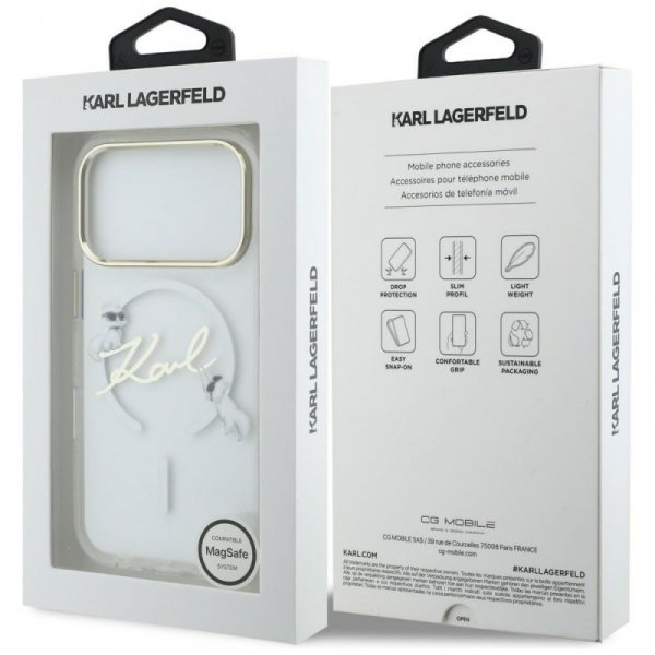 Etui Karl Lagerfeld IML Choupettes Karl  Script Logo MagSafe do iPhone 17 Pro Max przezroczysty
