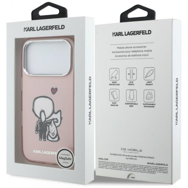 Etui Karl Lagerfeld Karl & Choupette     Back MagSafe do iPhone 17 Pro różowy