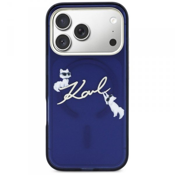 Etui Karl Lagerfeld IML Choupettes Karl  Script Logo MagSafe do iPhone 17 Pro niebieski