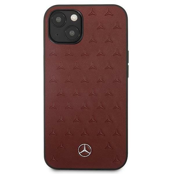 Mercedes MEHCP13MPSQRE iPhone 13 / 14/ 15 6.1&quot; czerwony/red hardcase Leather Stars Pattern