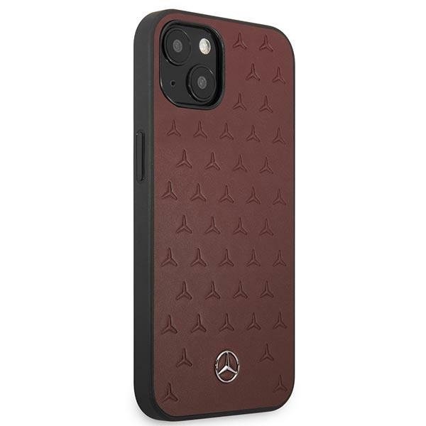 Mercedes MEHCP13MPSQRE iPhone 13 / 14/ 15 6.1&quot; czerwony/red hardcase Leather Stars Pattern