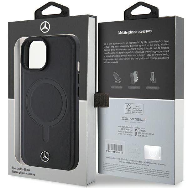 Mercedes MEHMP15S23RCMK iPhone 15 / 14 / 13 6.1&quot; czarny/black hardcase Smooth Leather MagSafe