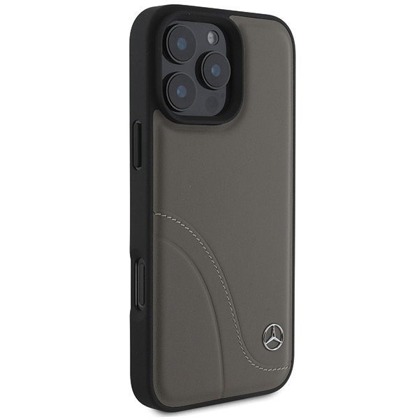 Mercedes MEHCP16X23RBCSB iPhone 16 ProMax 6.9&quot; brązowy/brown hardcase MB Curved Stitches Leather