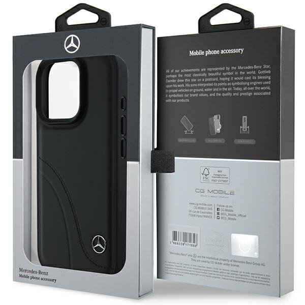 Mercedes MEHCP16X23RBCSK iPhone 16 ProMax 6.9&quot; czarny/black hardcase MB Curved Stitches Leather