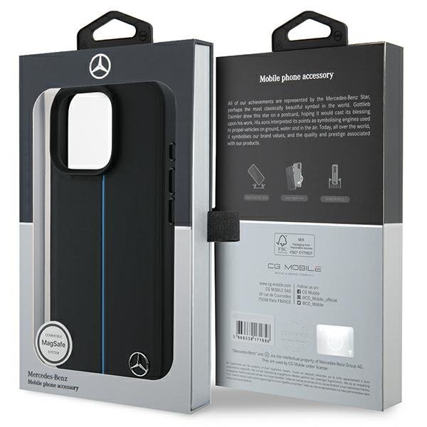 Mercedes MEHMP16L23RURBK iPhone 16 Pro 6.3&quot; czarny/black hardcase MB Blue Line Leather MagSafe