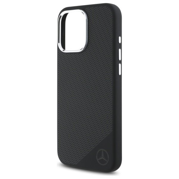 Mercedes MEHMP16X23SUGDK iPhone 16 Pro   Max 6.9&quot; czarny/black hardcase Silicone Tonal Logo Wood Pattern MagSafe