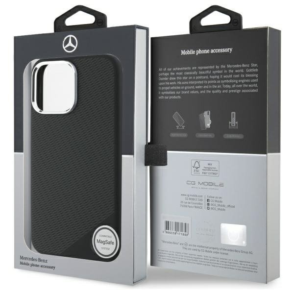 Mercedes MEHMP16X23SUGDK iPhone 16 Pro   Max 6.9&quot; czarny/black hardcase Silicone Tonal Logo Wood Pattern MagSafe
