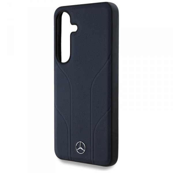 Etui Mercedes Leather Debossed Lines     MagSafe do Samsung Galaxy S25 niebieski