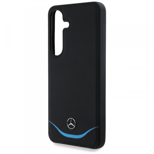 Etui Mercedes Leather Contrasted Blue    Horizontal Curve MagSafe do Samsung Galaxy S25 czarny