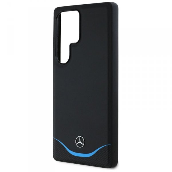 Etui Mercedes Leather Contrasted Blue    Horizontal Curve MagSafe do Samsung Galaxy S25 Ultra czarny