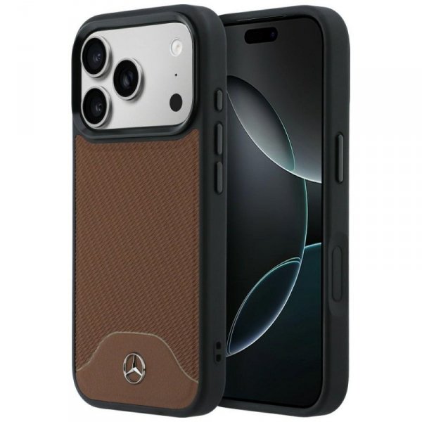 Etui Mercedes Leather Wood Effect and    Curve MagSafe do iPhone 17 Pro camel