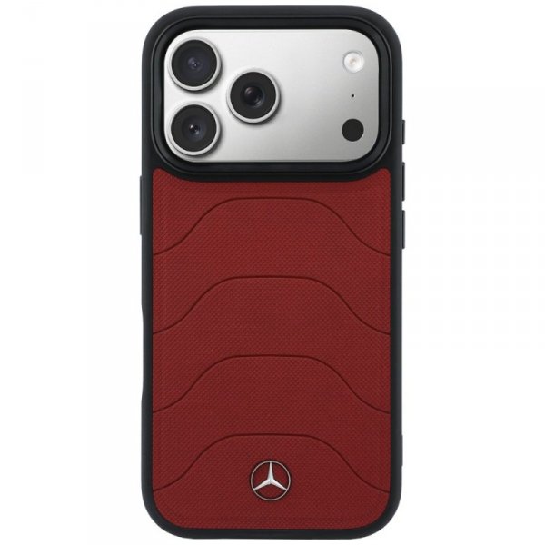 Etui Mercedes Leather Mesh with Bow Line MagSafe do iPhone 17 Pro Max czerwony