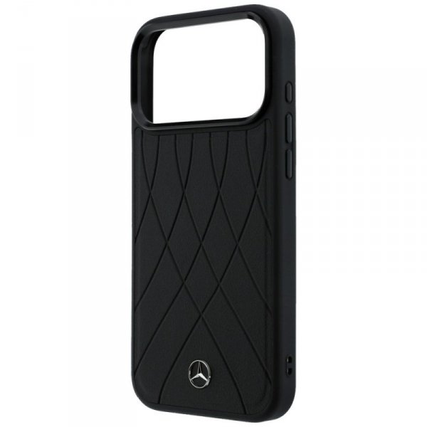Etui Mercedes Leather with Crossed Lines MagSafe do iPhone 17 Pro Max czarny