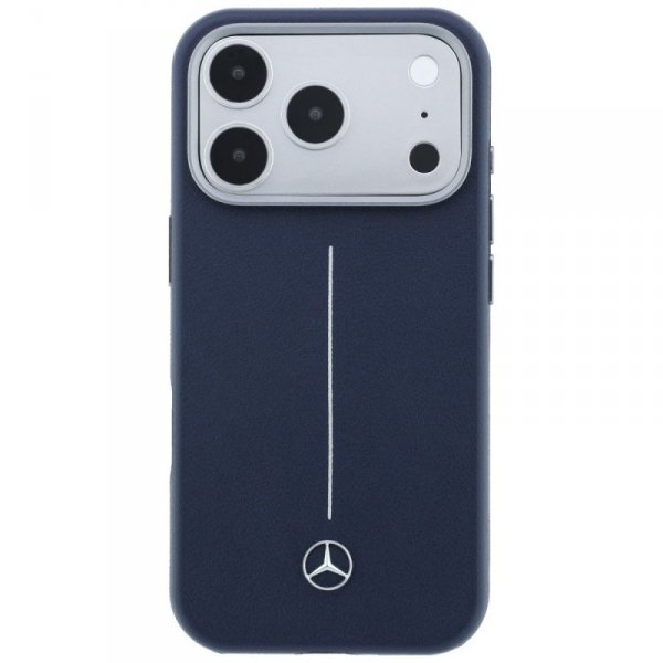 Etui Mercedes Leather Semi Wrap Iconic   Line MagSafe do iPhone 17 Pro granatowy