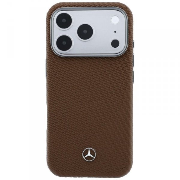 Etui Mercedes Leather Semi Wrap Wood     Effect MagSafe do iPhone 17 Pro camel