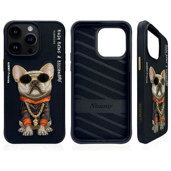 Nimmy etui iPhone 15 Pro 6.1"            czarny/black Glasses Cool Dog