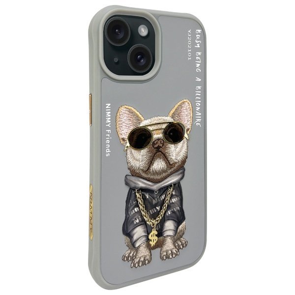 Nimmy etui iPhone 15 6.1&quot; szary/gray     Glasses Cool Dog