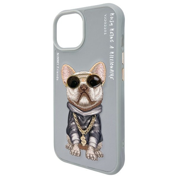 Nimmy etui iPhone 15 6.1&quot; szary/gray     Glasses Cool Dog