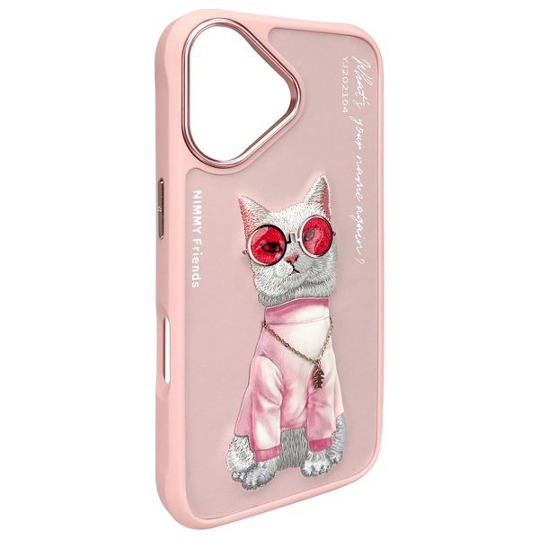 Nimmy etui iPhone 16 6.1&quot; różowy/pink    Glasses Cool Cat