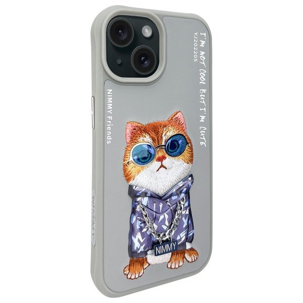 Nimmy etui iPhone 15 6.1&quot; szary/gray     Glasses Cool Cat