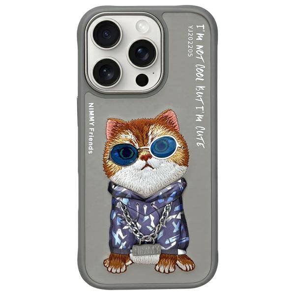 Nimmy etui iPhone 16 Pro Max 6.9&quot;        szary/gray Glasses Cool Cat