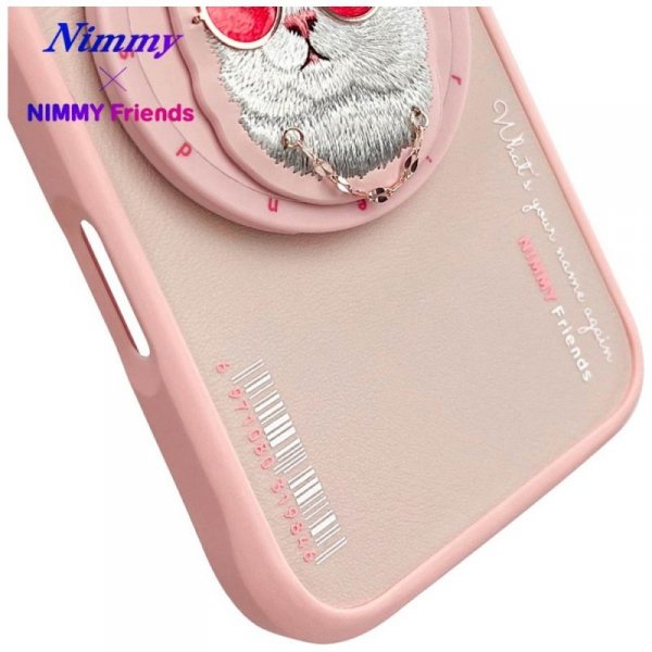 Etui Nimmy Glasses Cool Cat MagSafe do   iPhone 16 różowy