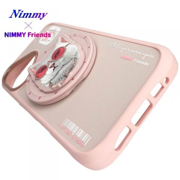 Etui Nimmy Glasses Cool Cat MagSafe do   iPhone 16 różowy