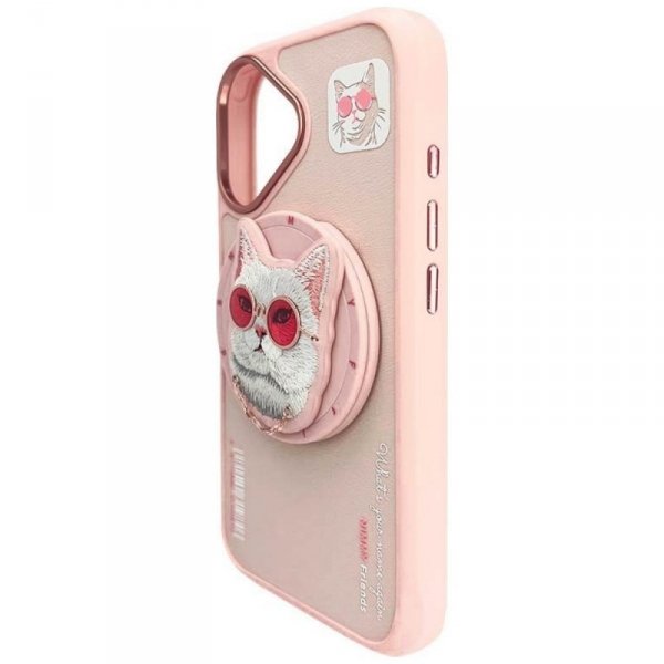 Etui Nimmy Glasses Cool Cat MagSafe do   iPhone 16 różowy