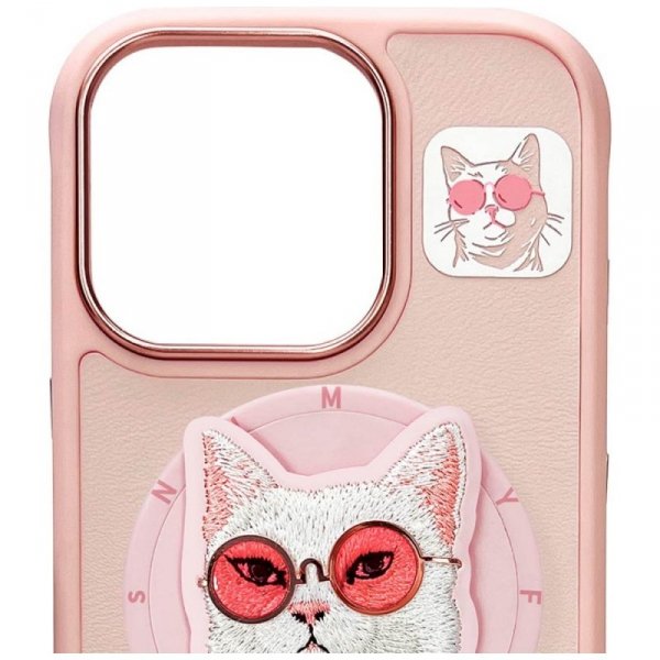 Etui Nimmy Glasses Cool Cat MagSafe do   iPhone 16 Pro różowy