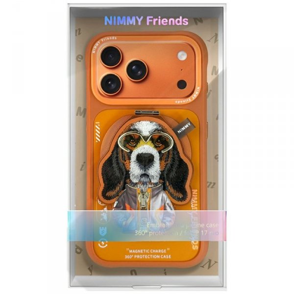 Etui Nimmy Cool&Cute 2.0 Dog do iPhone   17 Pro Max z magnetyczną zawieszką pomarańczowy