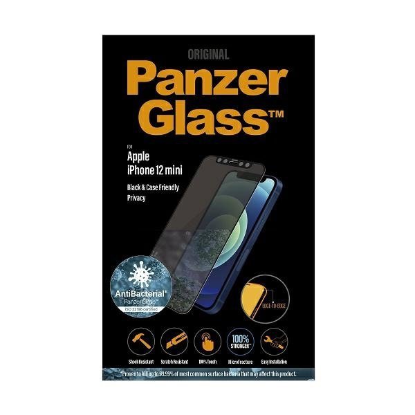 PanzerGlass E2E Super+ iPhone 12 MiniCase Friendly AntiBacterial Microfracture Privacy czarny/black