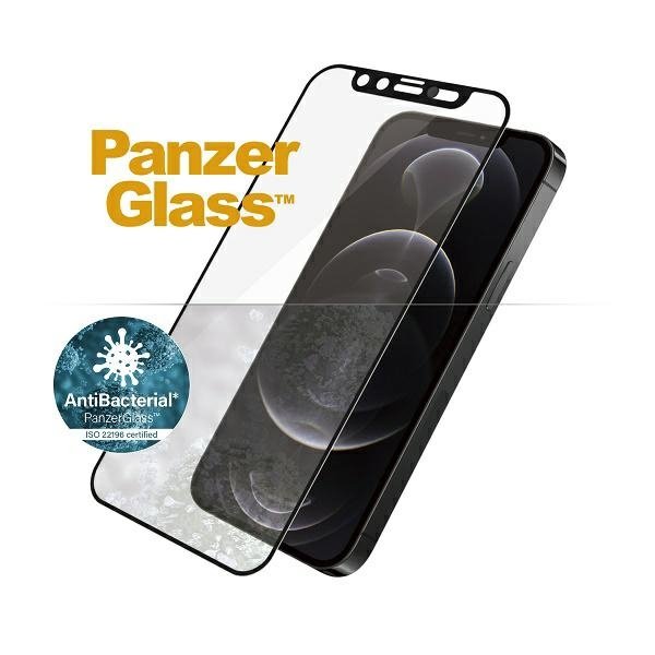 PanzerGlass E2E Microfracture iPhone 12/ 12 Pro CamSlider Case Friendly AntiBacterial czarny/black