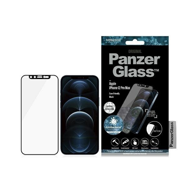 PanzerGlass E2E Microfracture iPhone 12 Pro Max 6,7&quot; CamSlider Swarovsky Case Friendly AntiBacterial czarny/black