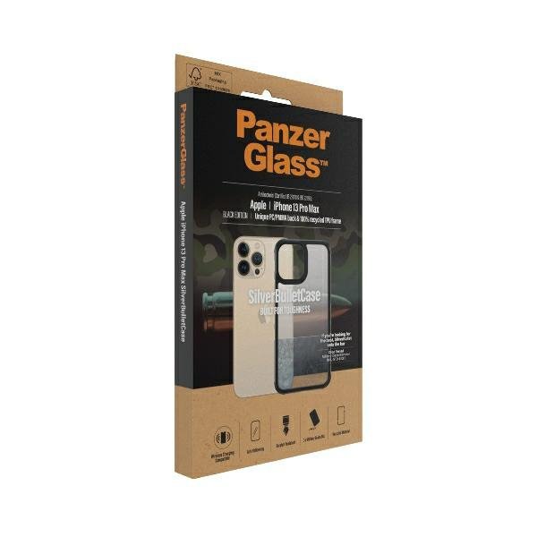 PanzerGlass ClearCase iPhone 13 Pro Max 6.7&quot; black Antibacterial Military grade SilverBullet 0320