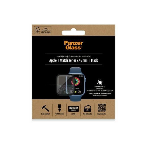 PanzerGlass Curved Apple Watch 7 45mm Antibacterial czarny/black