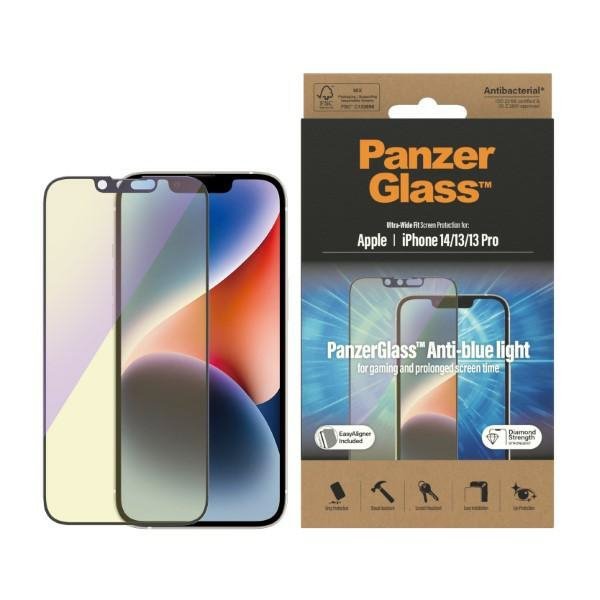 PanzerGlass Ultra-Wide Fit iPhone 14 /13 Pro / 13 6,1&quot; Screen Protection Antibacterial Easy Aligner Included Anti-blue ligh