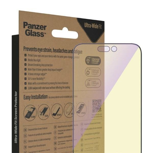 PanzerGlass Ultra-Wide Fit iPhone 14 Pro Max 6,7&quot; Screen Protection Antibacterial Easy Aligner Included Anti-blue light 279