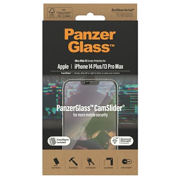 PanzerGlass Ultra-Wide Fit iPhone 14Plus / 13 Pro Max 6,7&quot; Screen Protection CamSlider Antibacterial Easy Aligner Included 