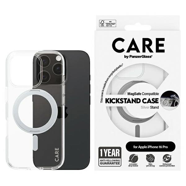Etui CARE by PanzerGlass Feature         Kickstand Case iPhone 16 Pro 6.3&quot; srebrny/silver MagSafe 1326