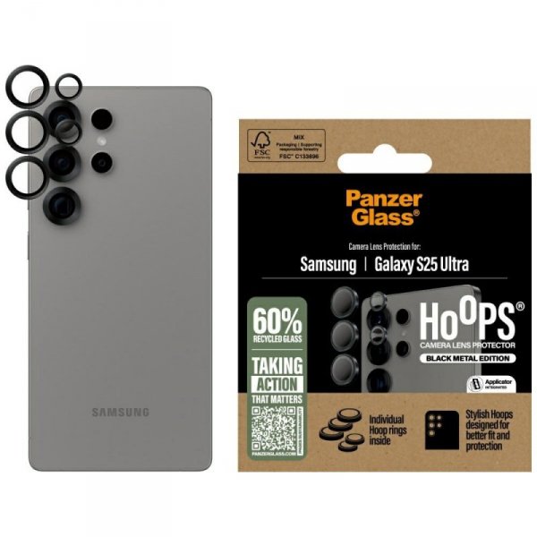 Szkło hartowane na obiektyw PanzerGlass  Hoops Lens Protector do Samsung Galaxy S25 Ultra czarny