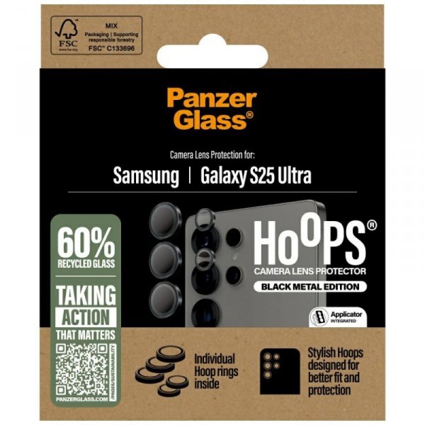Szkło hartowane na obiektyw PanzerGlass  Hoops Lens Protector do Samsung Galaxy S25 Ultra czarny
