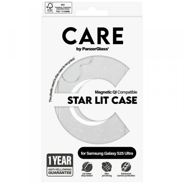 Etui CARE by PanzerGlass Flagship Urban  Combat StarLight White QI do Samsung Galaxy S25 Ultra przezroczysty