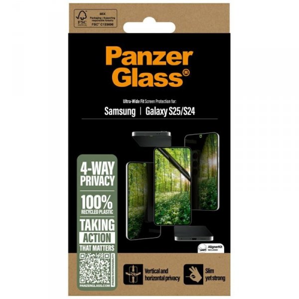Szkło prywatyzujące PanzerGlass Eco      Matrix Ultra-Wide Fit do Samsung Galaxy S25