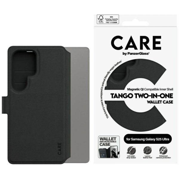 Etui CARE by PanzerGlass Feature Tango   2w1 Wallet do Samsung Galaxy S25 Ultra czarny